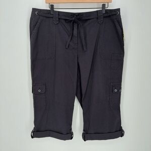Style & Co Woman Bora Bora Black Cargo Capri Pants, Sz 16W